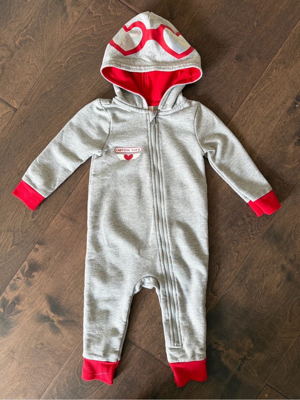 Cat & Jack Valentine Hooded Baby One-Piece